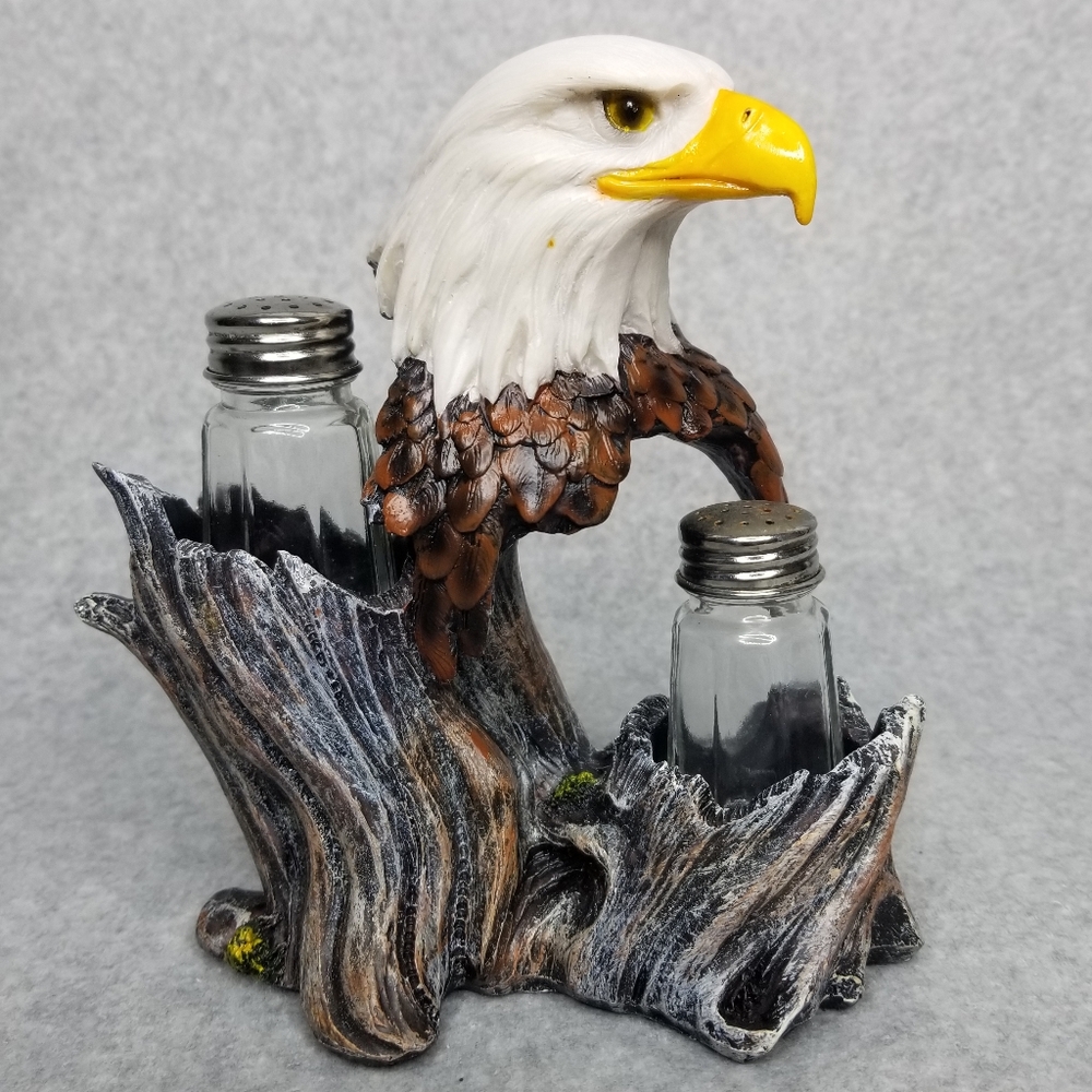 American Bald Eagle Salt &‎ Pepper Shaker Caddy DWK 2014
